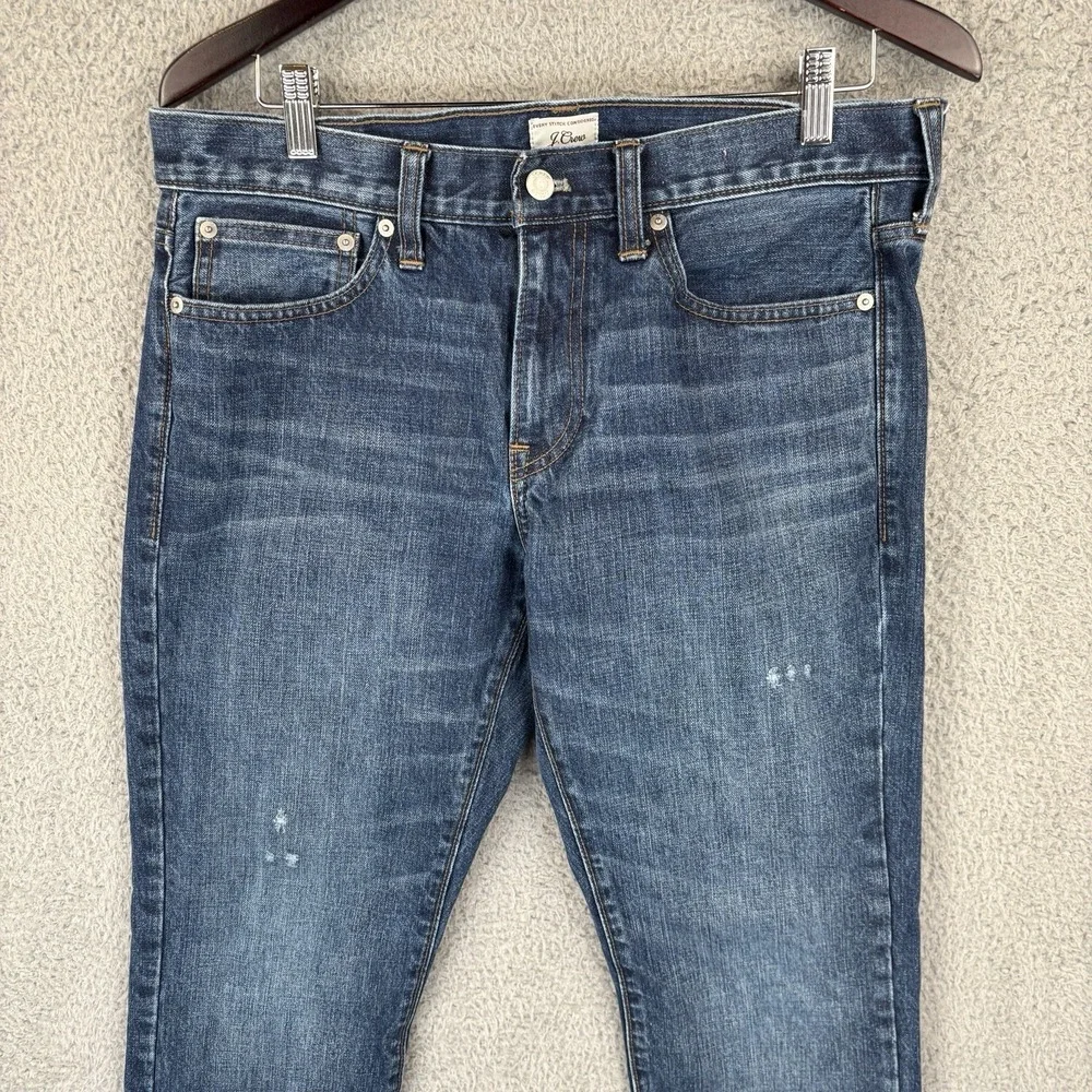 J Crew 484 Slim Fit Jeans Men's‎ 33x32 Blue Denim Whiskered 100% Cotton